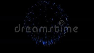 色彩斑斓的单根烟火在夜晚.. 壮观的单一烟花3D渲染。 蓝色版本42