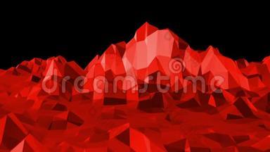 抽象挥动红色低聚表面作为时尚低聚设计的时尚背景。 多角形镶嵌背景