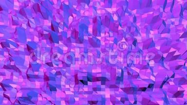 紫色或紫色低聚波面作为未来景观。 紫罗兰几何振动环境或脉动