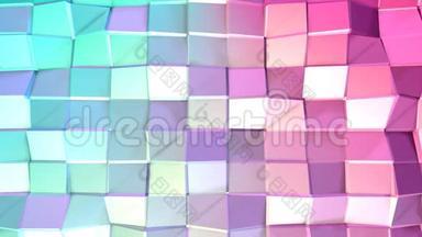 抽象简单的蓝色粉红色低聚三维表面作为宏伟的背景。 软几何低聚运动背景