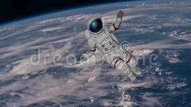宇航员撞击地球。 由美国宇航局提供的这个视频元素。 3D绘制