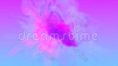 两种霓虹灯色的湍流漩涡在复古迪斯科风格中吸出青色和紫色。 未来色彩缤纷的动画设计