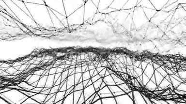 抽象简单的黑白挥动三维网格或网格作为梦想背景。 灰色几何振动环境或