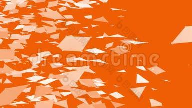 抽象干净的橙色挥动三维网格或网格作为几何背景。 橙色几何振动环境或脉动