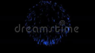 色彩斑斓的单根烟火在夜晚.. 壮观的单一烟花3D渲染。 蓝色版本46
