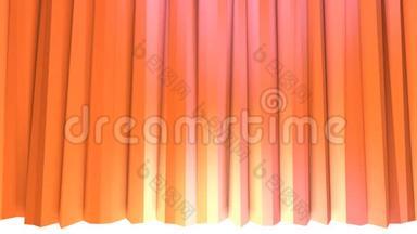 抽象简单的粉红色橙色低聚三维窗帘作为时尚的三维背景。 软几何低聚运动背景