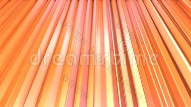 抽象简单的粉红色橙色低聚三维窗帘作为美丽的背景。 软几何低聚运动背景