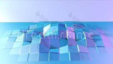 摘要简单蓝紫低聚三维表面作为高科技背景。 软几何低聚运动背景