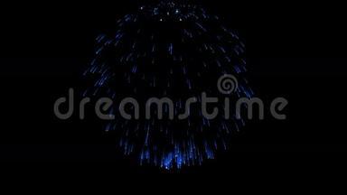 色彩斑斓的单根烟火在夜晚.. 壮观的单一烟花3D渲染。 蓝色版本30