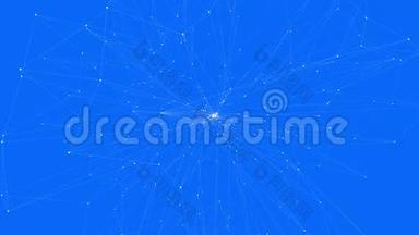 抽象蓝色挥动三维网格或网格的脉动几何物体。 用作抽象幻想的抽象景观。 蓝色