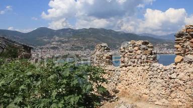 土耳其阿拉尼亚旧要塞墙废墟