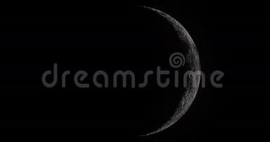在<strong>星光</strong>背景、宇宙和科学上用陨石坑对月球表面进行光运动的月相动画