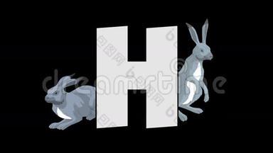 字母H和兔子（背景）