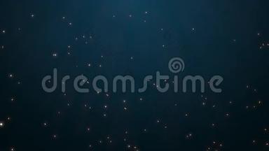 蓝色运动背景。 抽象发光的星星和火花。 8K无缝环形夹