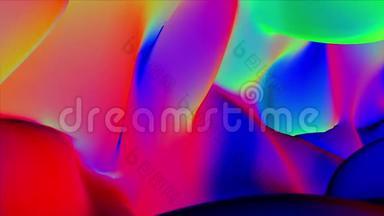 五颜六色气泡的奇妙结构。 亮色气泡慢运动油美漆表面颜色宇宙