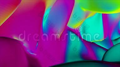 五颜六色气泡的奇妙结构。 亮色气泡慢运动油美漆表面颜色宇宙