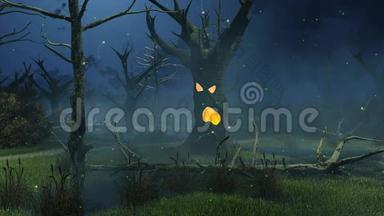 神奇的幽灵树在夜间沼泽<strong>电影</strong>4K