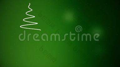 <strong>圣诞卡片</strong>的抽象动画。 用白色线条绘制旋转圣诞树与雪的抽象动画
