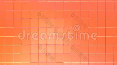 抽象简单的粉红色橙色低聚三维表面作为幻想环境。 软几何低聚运动背景