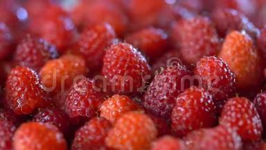 新鲜树莓水果作<strong>为</strong>食物背景.. 健康食品有机营养.. 从上面看。