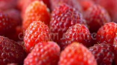 新鲜树莓水果作为食物背景.. 健康食品有机营养.. 从上面看。
