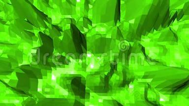 绿色低聚背景脉动。 抽象低聚表面作为幻想背景时尚低聚设计