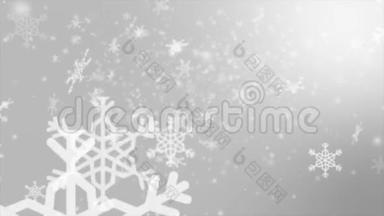 在冬季<strong>促销</strong>和圣诞<strong>节庆</strong>祝活动的灰色抽象背景上落下的雪花