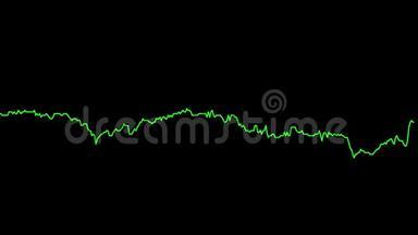 股市投资交易黑色背景图上的绿线图..
