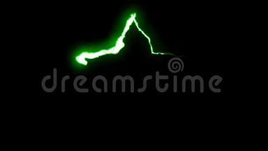 可循环绿色霓虹灯闪电明星符号飞行黑色背景动画新品质独特自然