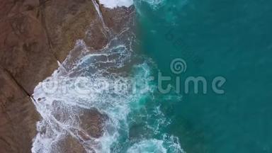大西洋沙漠石质海岸的<strong>俯视</strong>图.. 特内里费岛海岸。 空中无人驾驶飞机的海上<strong>镜头</strong>