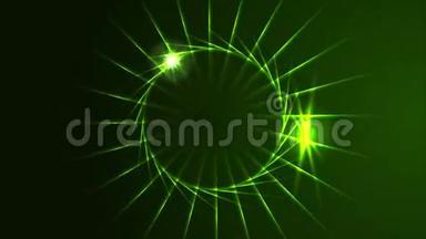 深绿色霓虹灯效果环标志视频动画