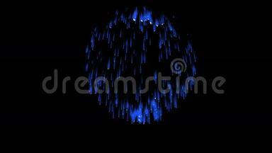 色彩斑斓的单根烟火在夜晚.. 壮观的单一烟花3D渲染。 蓝色版本20