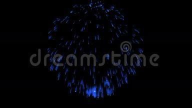 色彩斑斓的单根烟火在夜晚.. 壮观的单一烟花3D渲染。 蓝色版本21
