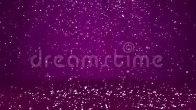 降雪，沉降在旋转表面.. 紫色冬季背景作为广告或标志、圣诞节或