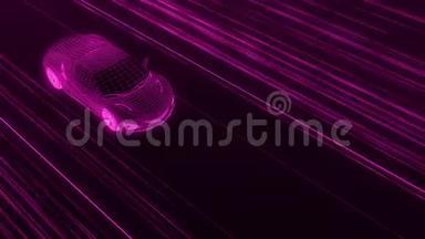 一辆现代跑车通过一条抽象的<strong>紫外线</strong>隧道快速行驶。 <strong>紫外线</strong>动画