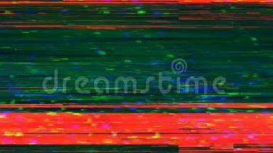 动态glich<strong>视频</strong>，彩色显示不良电视信号，3d渲染生成的背景