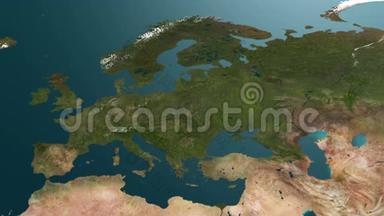 全球冷却-欧洲冻结，4K动画。