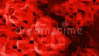 抽象挥动红色低聚表面作为奇妙的浮雕在时尚的低聚设计。 多角形镶嵌背景