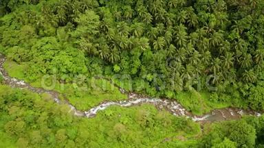 河流在山区丛林中流淌，菲律宾，卡米吉因。