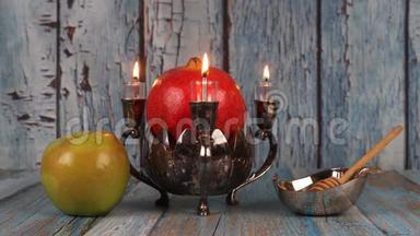 <strong>蜂蜜</strong>、<strong>苹果</strong>和石榴的传统节日标志罗斯哈萨纳吉耶什度假