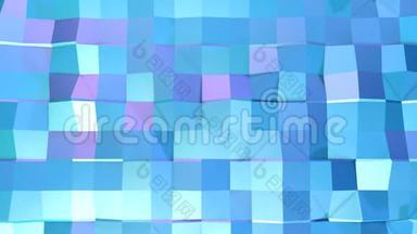 抽象简单的蓝紫低聚三维表面作为科幻景观.. 软几何低聚运动背景