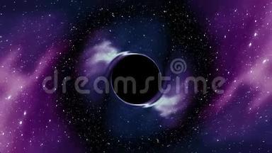 黑洞拉星云星空间<strong>时间漏斗</strong>坑无缝环动画背景新质量世界科学