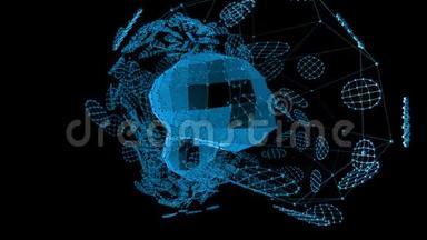 抽象蓝色挥动三维网格或网格的脉动几何物体。 用作抽象的<strong>潮流</strong>背景。 蓝色几何