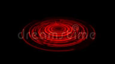 地面红颜色的Tron Hologram Portal涡旋旋转