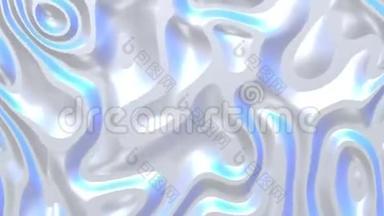 全息珠光运动液体背景.. 发光迷幻柔滑液体涂料。 三维渲染循环动画。