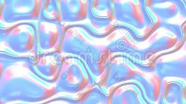 全息珠光运动液体背景.. 发光迷幻柔滑液体<strong>涂料</strong>。 三维渲染循环动画。
