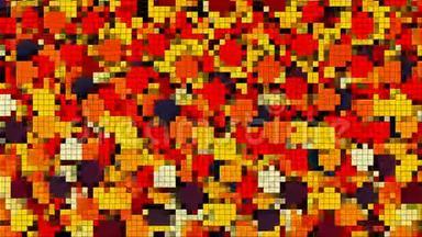马赛克与许多小彩色<strong>方块</strong>片，计算机生成的背景，3D渲染