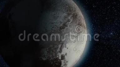 冥王星。 美丽的3D动画冥王星行星旋转与阿尔法通道。 地球冥王星动画