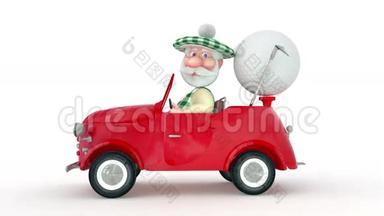 3D小高尔夫球手乘车。