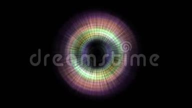 抽象旋转涡轮隧道射线激光线晕在瞳孔空间。